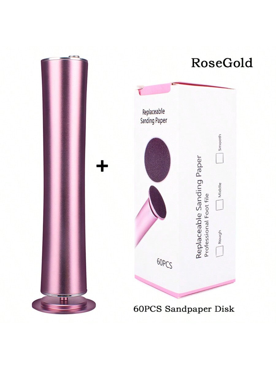 1pc Usb Rechargeable 2500mah New Electric Foot File Callus Remover With Strong Power, All Aluminum Body, Portable, Suitable For Removing Dead Skin And Hard Skin On Feet, Gentle On Skin For Daily Foot Care