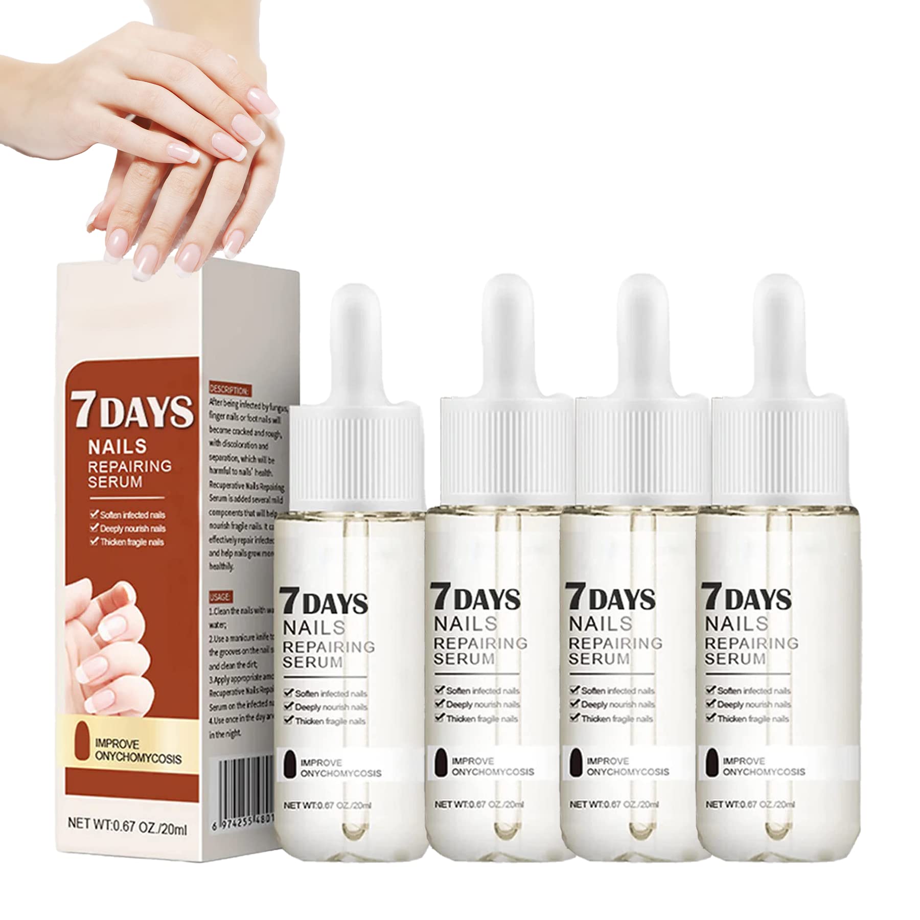 7 Days Nail Growth and Strengthening Serum,Nail Growth and Strength Serum,20ml Nail Growth & Strengthening Oil Serum,Stronger Nails in 1 Week Nail Strengthening Treatment(4PCS)